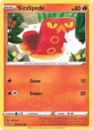 Sizzlipede (46) (46) 046  - Reverse Holofoil SWSH08 Fusion Strike - Common