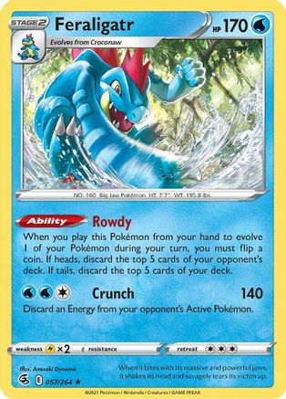 Feraligatr 057  - Reverse Holofoil SWSH08 Fusion Strike - Holo Rare