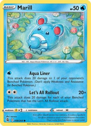 Marill 058  - Reverse Holofoil SWSH08 Fusion Strike - Common