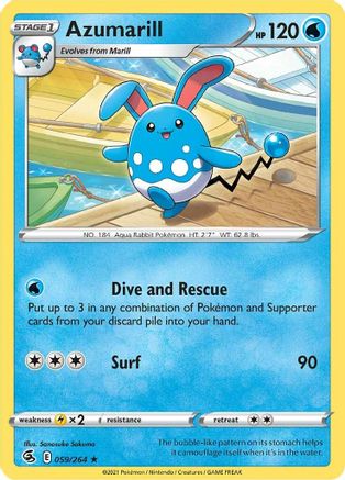 Azumarill 059  - Reverse Holofoil SWSH08 Fusion Strike - Rare