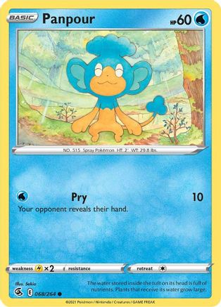 Panpour 068  - Reverse Holofoil SWSH08 Fusion Strike - Common