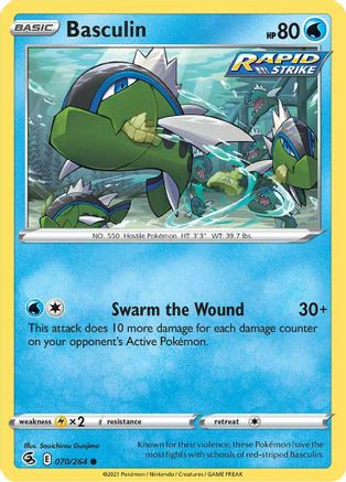 Basculin 070  - Reverse Holofoil SWSH08 Fusion Strike - Common