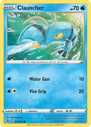 Clauncher 074  - Reverse Holofoil SWSH08 Fusion Strike - Common