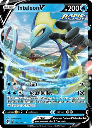 Inteleon V 078  - Holofoil SWSH08 Fusion Strike - Ultra Rare