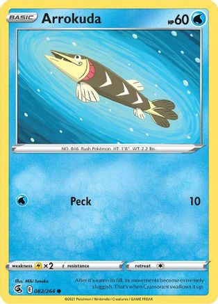 Arrokuda 082  - Reverse Holofoil SWSH08 Fusion Strike - Common