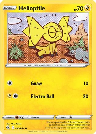 Helioptile 098  - Reverse Holofoil SWSH08 Fusion Strike - Common
