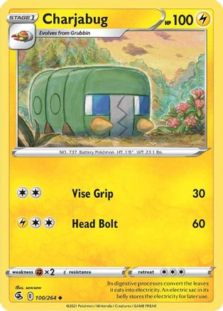 Charjabug 100  - Reverse Holofoil SWSH08 Fusion Strike - Uncommon