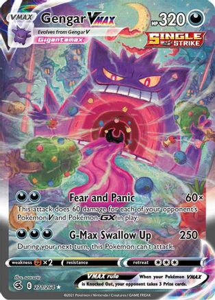 Gengar VMAX (Alternate Art Secret) 271  - Holofoil SWSH08 Fusion Strike - Secret Rare