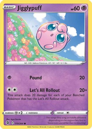 Jigglypuff 110  - Reverse Holofoil SWSH08 Fusion Strike - Common