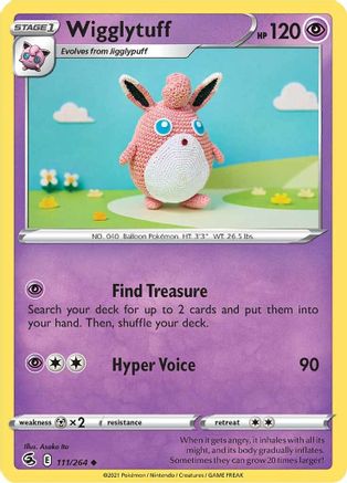 Wigglytuff 111  - Reverse Holofoil SWSH08 Fusion Strike - Uncommon