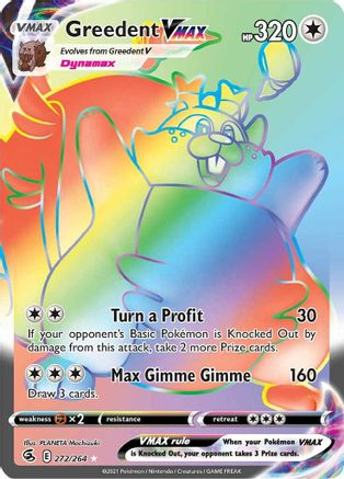 Greedent VMAX (Secret) 272  - Holofoil SWSH08 Fusion Strike - Secret Rare