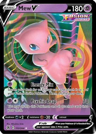 Mew V 113  - Holofoil SWSH08 Fusion Strike - Ultra Rare