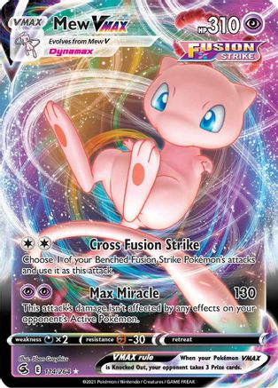 Mew VMAX 114  - Holofoil SWSH08 Fusion Strike - Ultra Rare