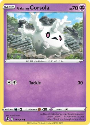 Galarian Corsola 117  - Reverse Holofoil SWSH08 Fusion Strike - Common