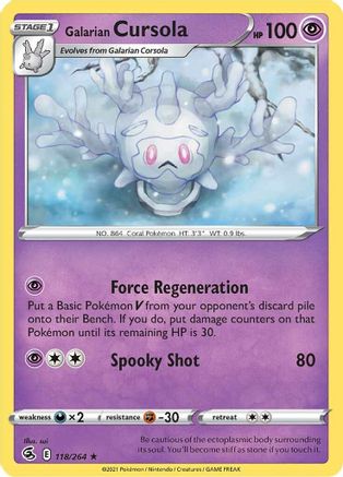 Galarian Cursola 118  SWSH08 Fusion Strike - Rare