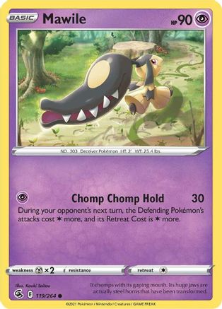 Mawile 119  - Reverse Holofoil SWSH08 Fusion Strike - Common
