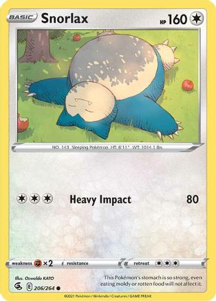 Snorlax 206  - Reverse Holofoil SWSH08 Fusion Strike - Common