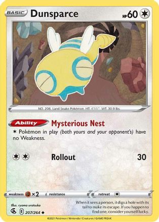 Dunsparce 207  SWSH08 Fusion Strike - Uncommon