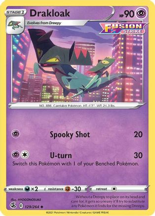 Drakloak 129  - Reverse Holofoil SWSH08 Fusion Strike - Uncommon