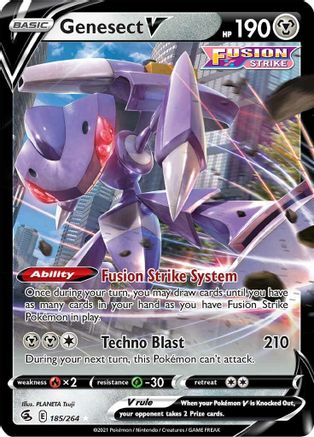 Genesect V 185  - Holofoil SWSH08 Fusion Strike - Ultra Rare