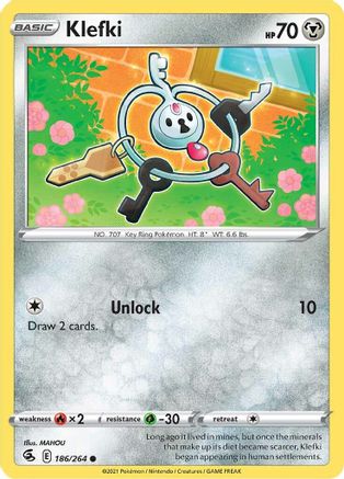 Klefki 186  - Reverse Holofoil SWSH08 Fusion Strike - Common
