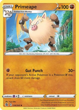 Primeape 134  SWSH08 Fusion Strike - Uncommon