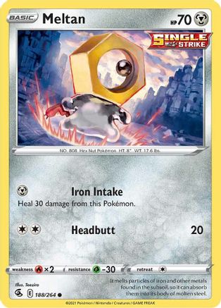 Meltan 188  - Reverse Holofoil SWSH08 Fusion Strike - Common
