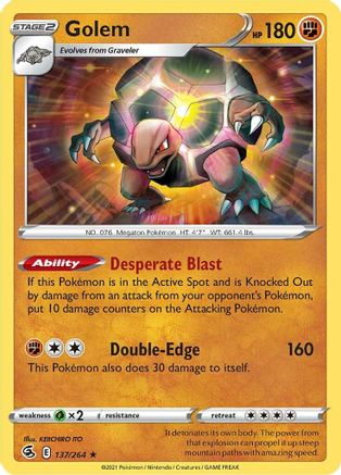 Golem 137  - Reverse Holofoil SWSH08 Fusion Strike - Rare