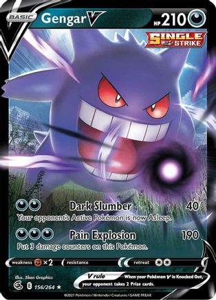 Gengar V 156  - Holofoil SWSH08 Fusion Strike - Ultra Rare