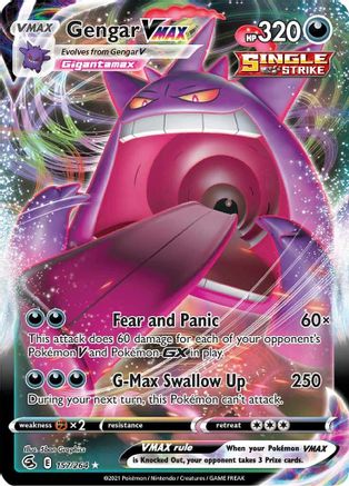Gengar VMAX 157  - Holofoil SWSH08 Fusion Strike - Ultra Rare