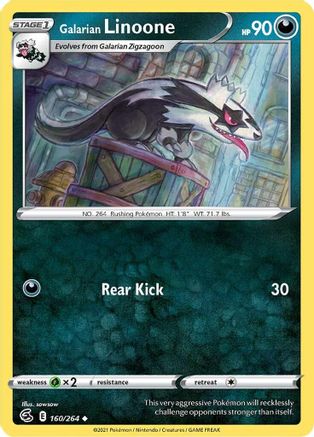 Galarian Linoone 160  - Reverse Holofoil SWSH08 Fusion Strike - Uncommon