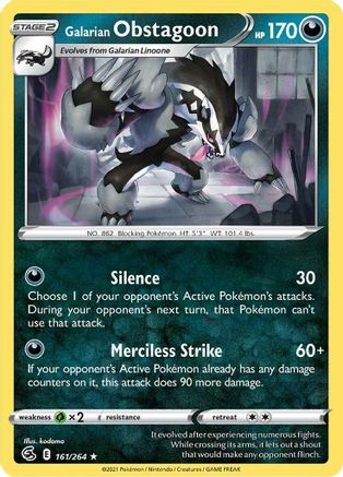 Galarian Obstagoon 161  - Holofoil SWSH08 Fusion Strike - Holo Rare