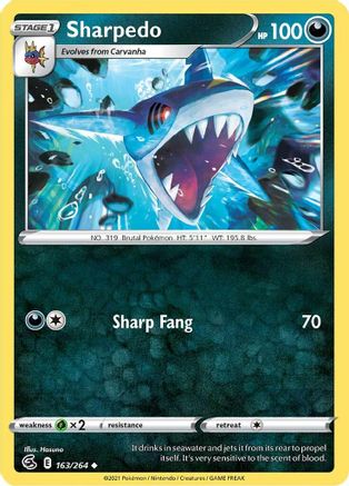 Sharpedo 163  SWSH08 Fusion Strike - Uncommon