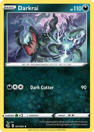 Darkrai 167  - Reverse Holofoil SWSH08 Fusion Strike - Uncommon