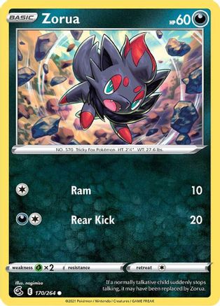 Zorua 170  - Reverse Holofoil SWSH08 Fusion Strike - Common