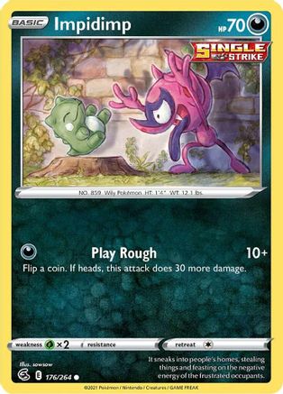 Impidimp 176  - Reverse Holofoil SWSH08 Fusion Strike - Common