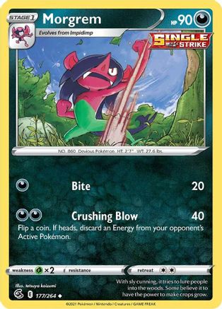 Morgrem 177  - Reverse Holofoil SWSH08 Fusion Strike - Uncommon