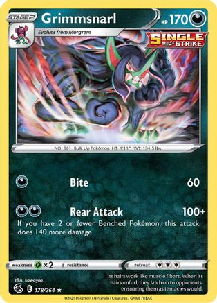 Grimmsnarl 178  - Reverse Holofoil SWSH08 Fusion Strike - Holo Rare