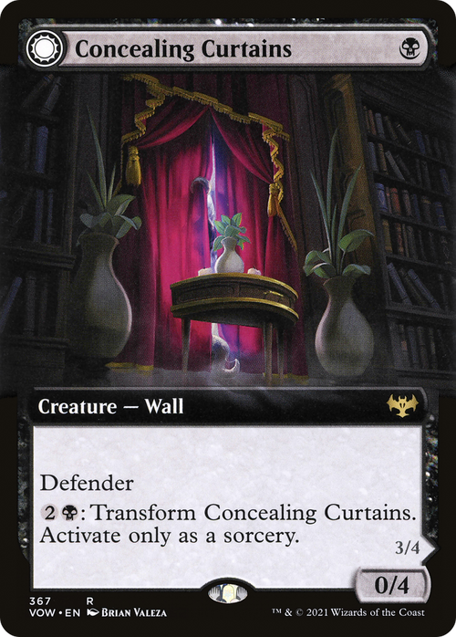 Concealing Curtains (Extended Art) (VOW-367) - Innistrad: Crimson Vow: (Extended Art, Double Faced Transform) Foil