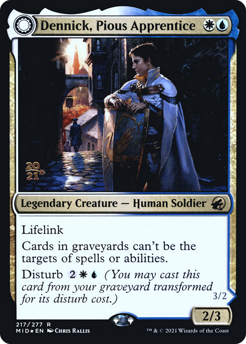 Dennick, Pious Apprentice (PRE-217S) - Innistrad: Midnight Hunt Promos: (Double Faced Transform) Foil