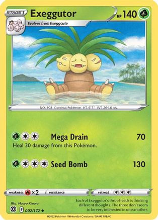 Exeggutor 002  - Reverse Holofoil SWSH09 Brilliant Stars - Uncommon
