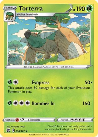 Torterra 008  - Reverse Holofoil SWSH09 Brilliant Stars - Holo Rare