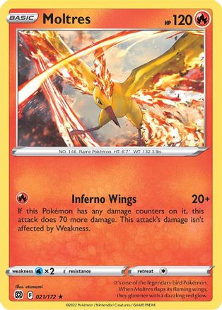 Moltres 021  - Reverse Holofoil SWSH09 Brilliant Stars - Holo Rare