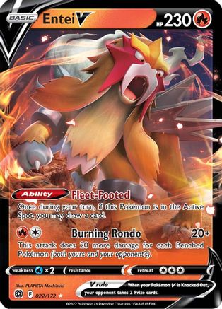 Entei V 022  - Holofoil SWSH09 Brilliant Stars - Ultra Rare