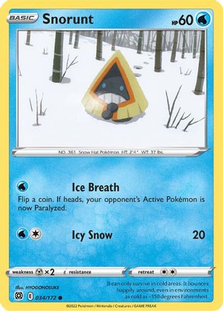 Snorunt 034  - Reverse Holofoil SWSH09 Brilliant Stars - Common