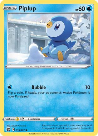 Piplup 035  - Reverse Holofoil SWSH09 Brilliant Stars - Common
