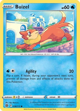 Buizel 038  - Reverse Holofoil SWSH09 Brilliant Stars - Common