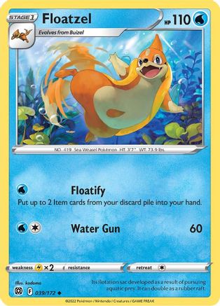 Floatzel 039  - Reverse Holofoil SWSH09 Brilliant Stars - Uncommon