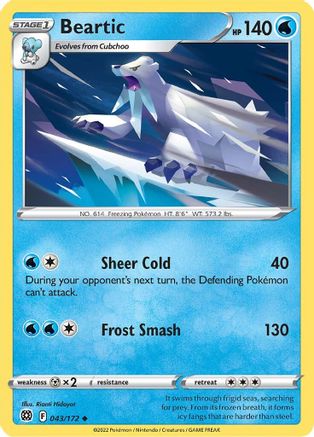 Beartic 043  - Reverse Holofoil SWSH09 Brilliant Stars - Uncommon
