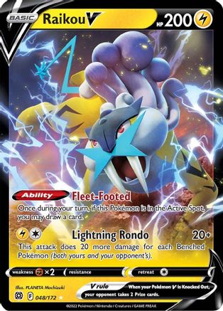 Raikou V 048  - Holofoil SWSH09 Brilliant Stars - Ultra Rare